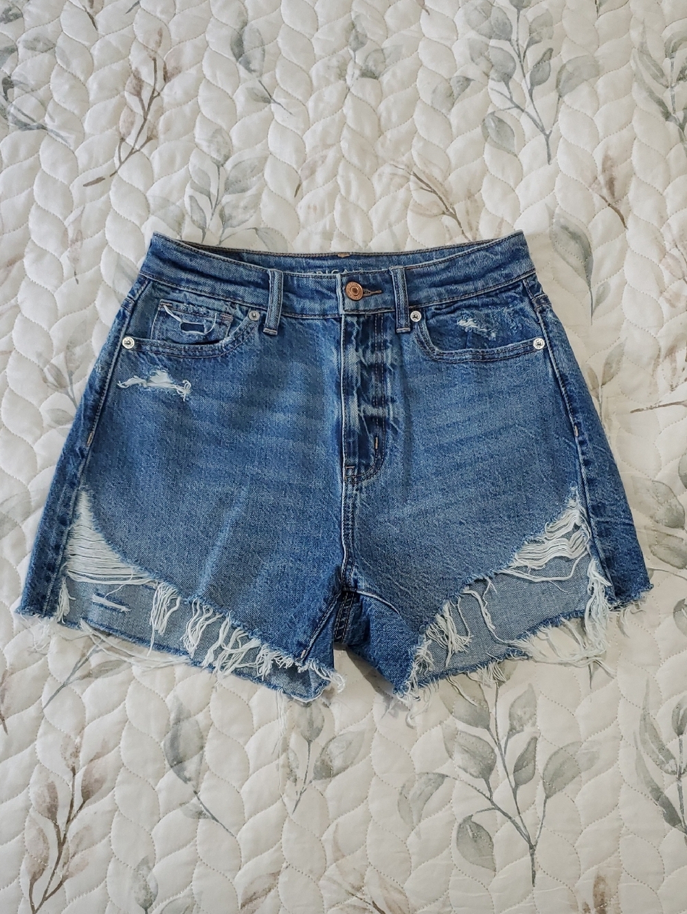 American Eagle Distressed Denim Highest Rise Mom Shorts